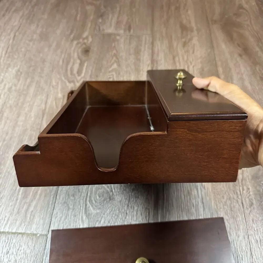 Bombay Company Wooden Desk Organizer Mail Sorter 1996 Hidden Compartment